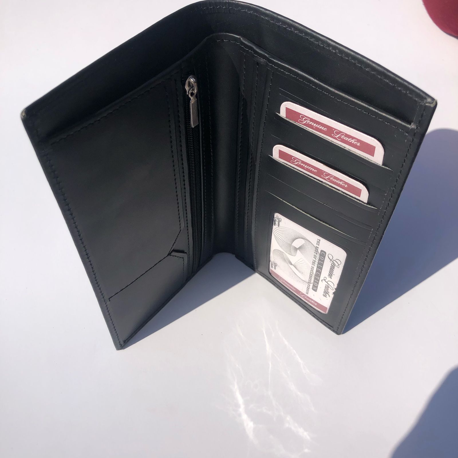 Black Long Leather Wallet | Men’s Slim Bifold | Genuine Leather Purse - Image 4
