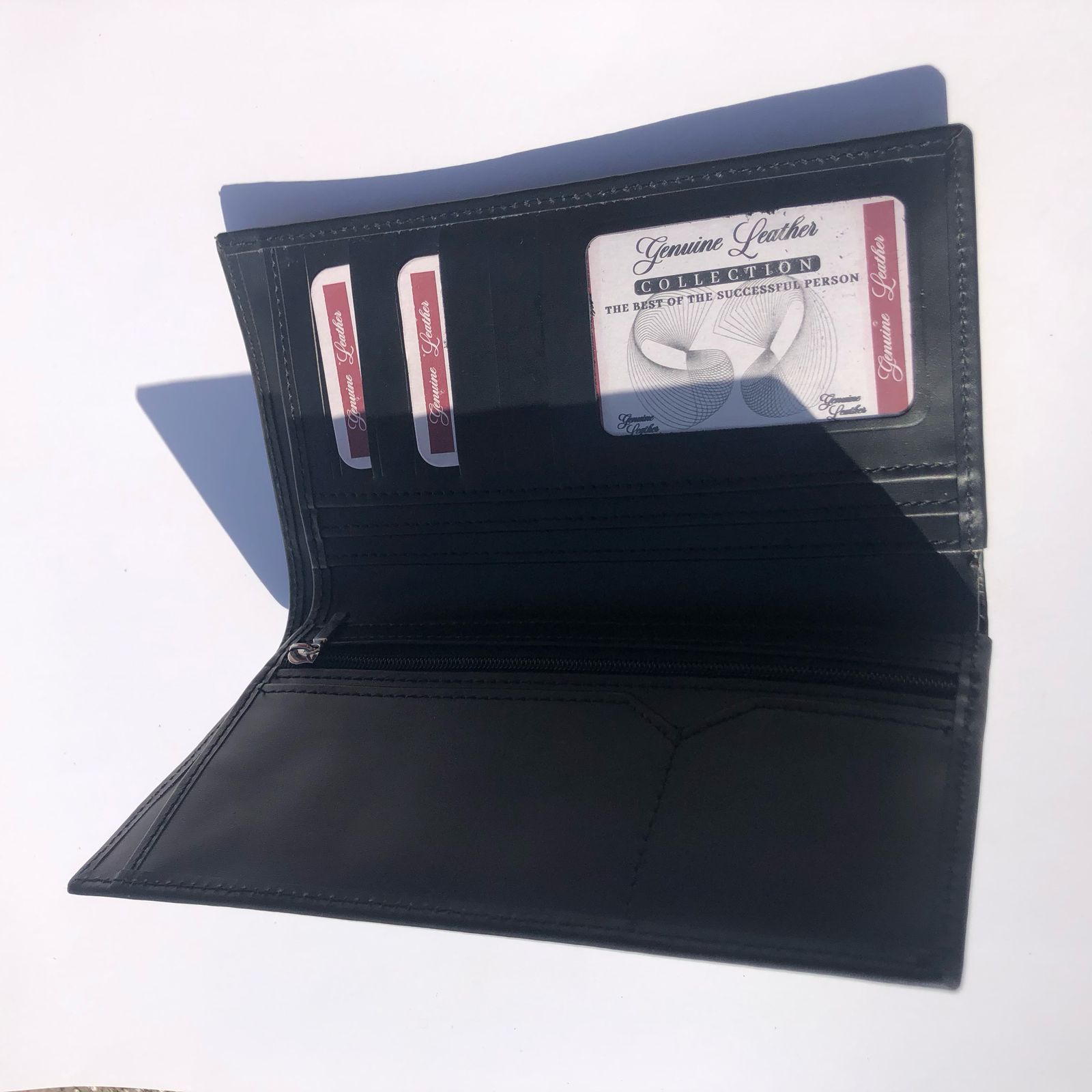 Black Long Leather Wallet | Men’s Slim Bifold | Genuine Leather Purse - Image 5