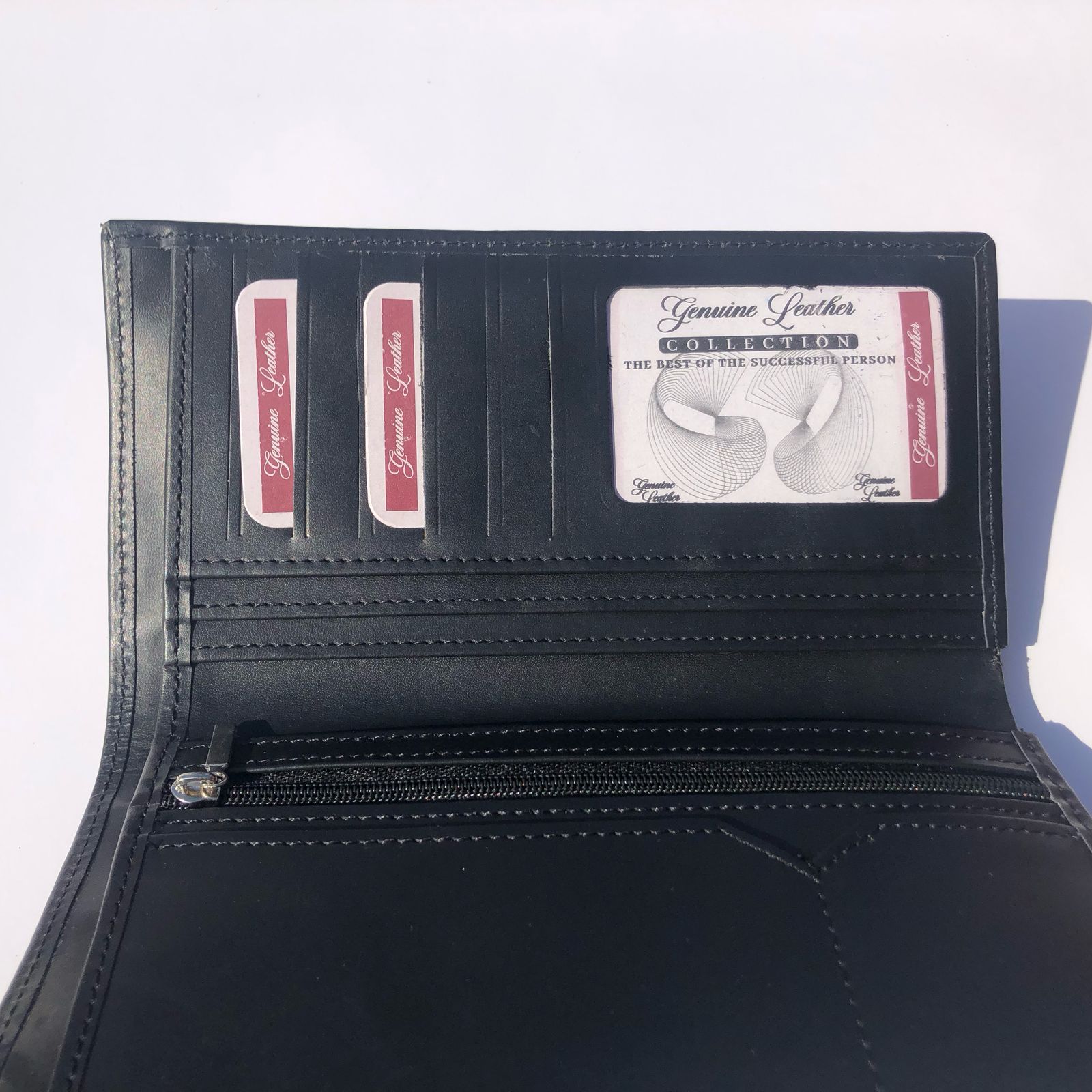Black Long Leather Wallet | Men’s Slim Bifold | Genuine Leather Purse - Image 6