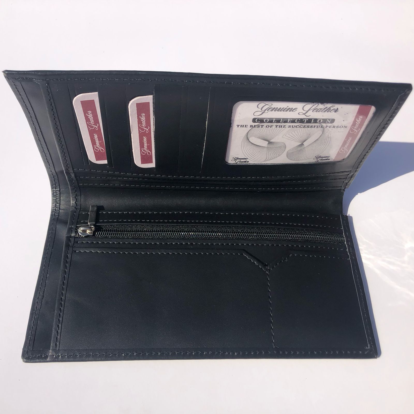 Black Long Leather Wallet | Men’s Slim Bifold | Genuine Leather Purse - Image 7